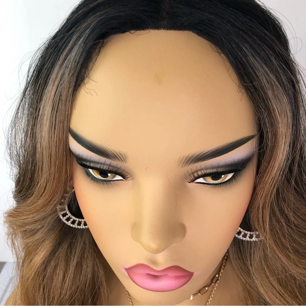 Ash PERFECT Blonde & Brown VALENTINO Long Straight Lace Wig Color FFHOTCHOCO